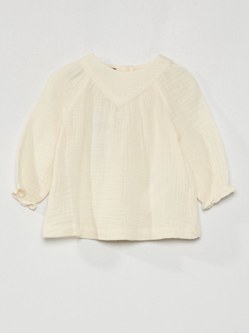 Blusa em gaze de algodão BRANCO - Kiabi