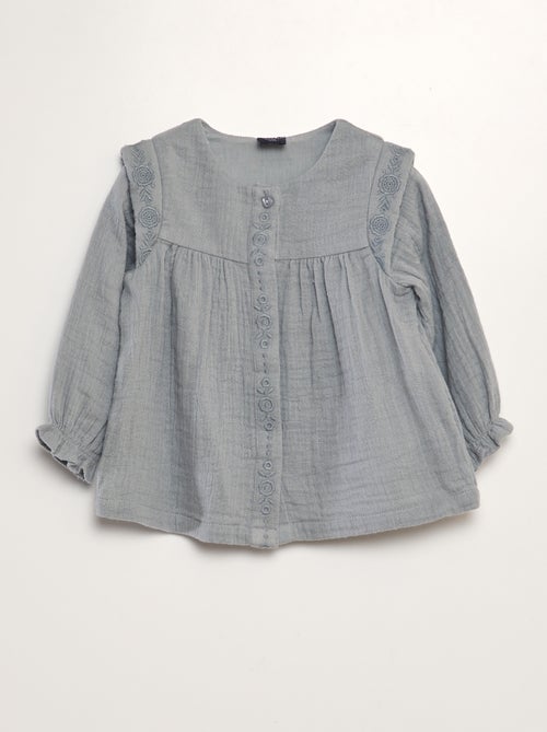 Blusa em gaze de algodão - Kiabi