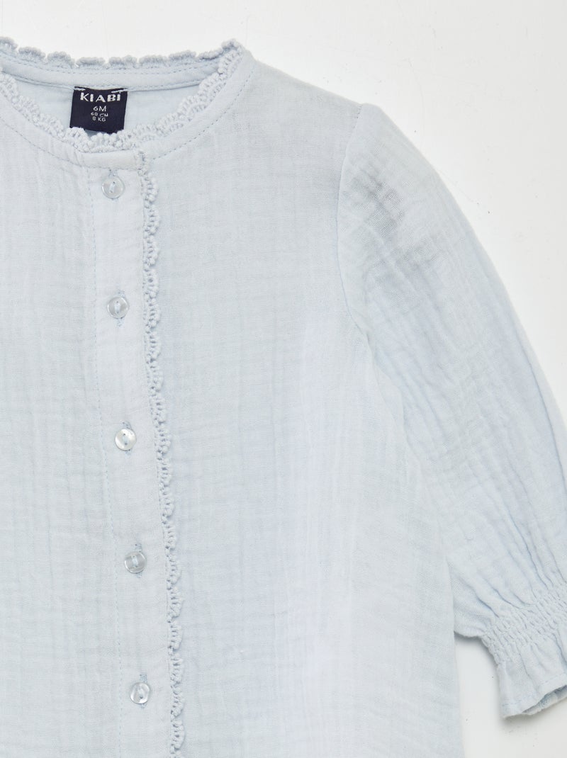 Blusa em gaze de algodão CINZA - Kiabi