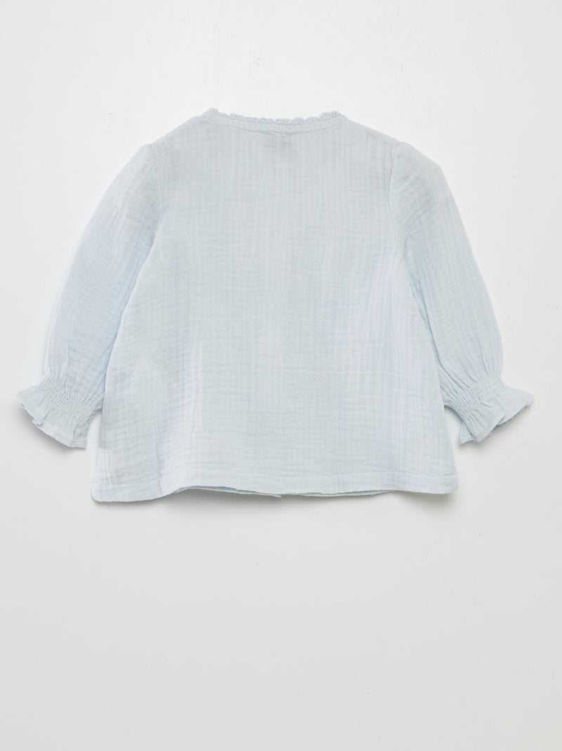 Blusa em gaze de algodão CINZA - Kiabi