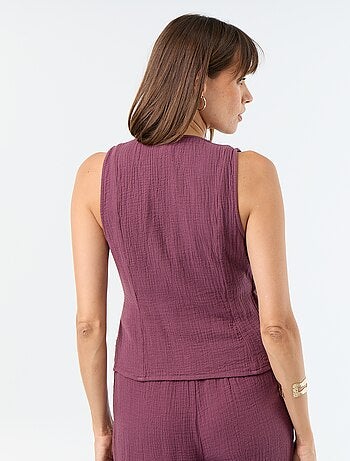 Blusa em gaze de algodão com abertura cruzada