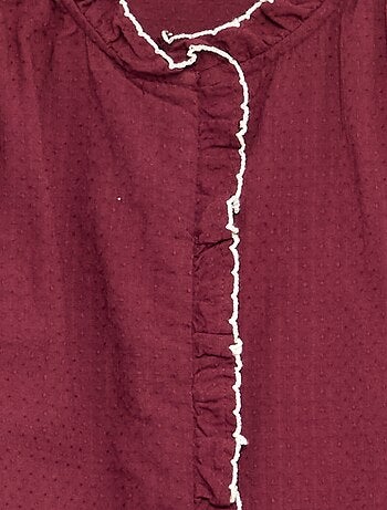 Blusa em gaze de algodão com folhos