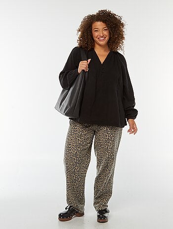 Blusa em gaze de algodão com mangas de balão