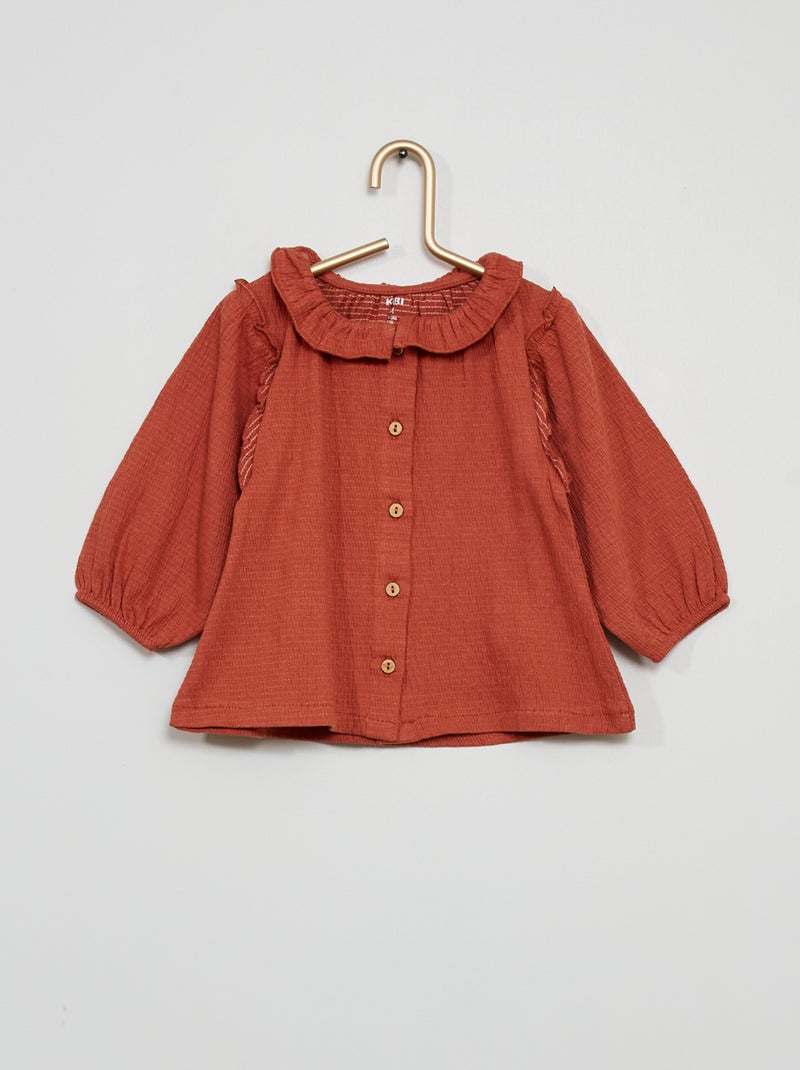 Blusa em gaze de algodão Fuxia - Kiabi