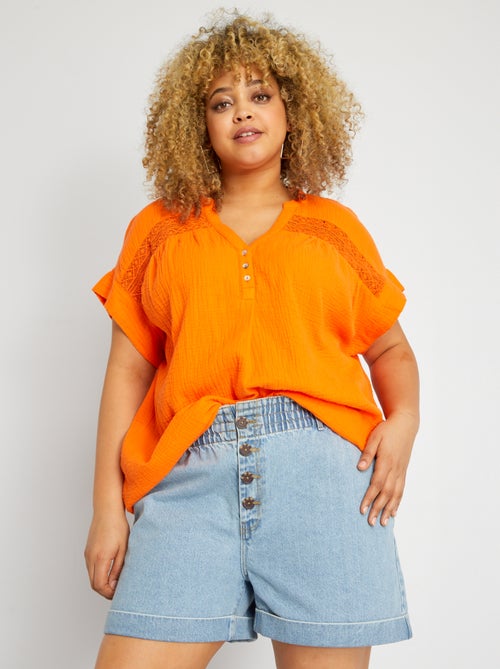 Blusa em gaze de algodão - Kiabi