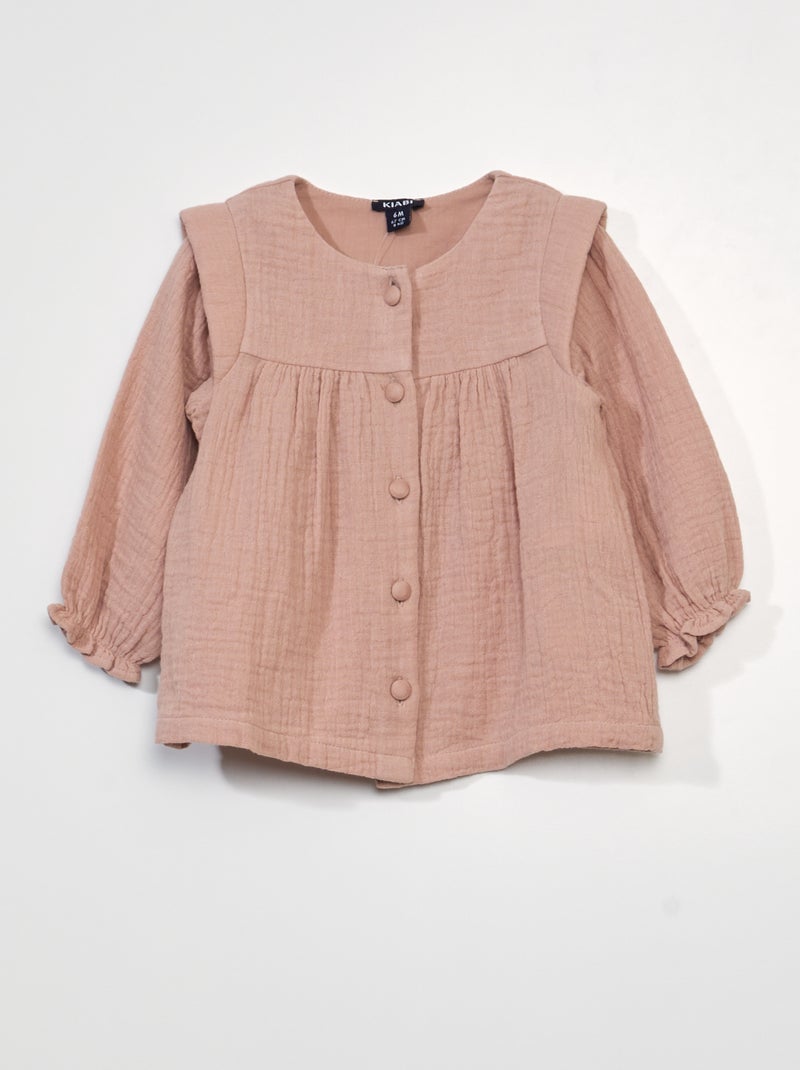 Blusa em gaze de algodão ROSA - Kiabi