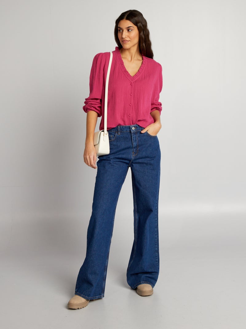 Blusa em gaze de algodão ROSA - Kiabi