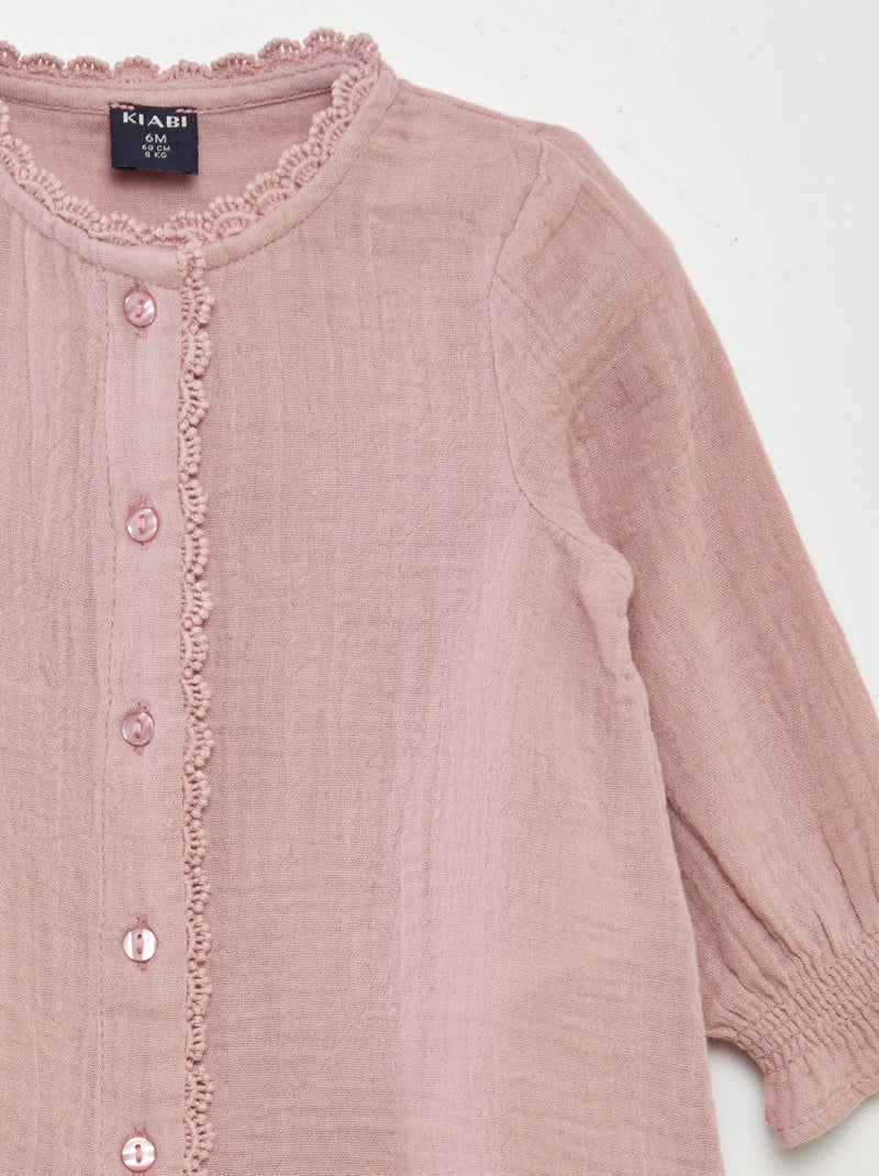 Blusa em gaze de algodão ROSA - Kiabi