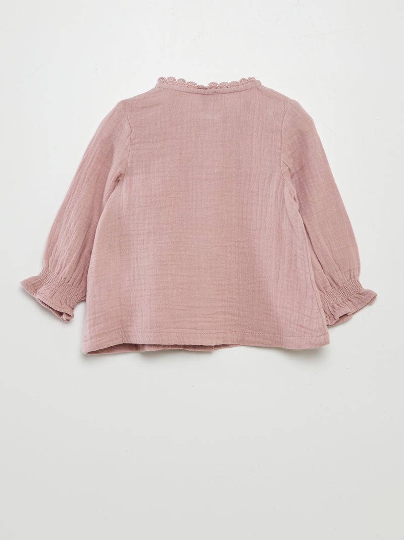 Blusa em gaze de algodão ROSA - Kiabi