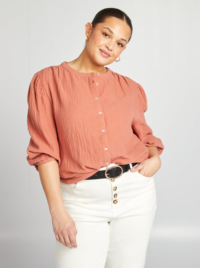 Blusa em gaze de algodão ROSA - Kiabi