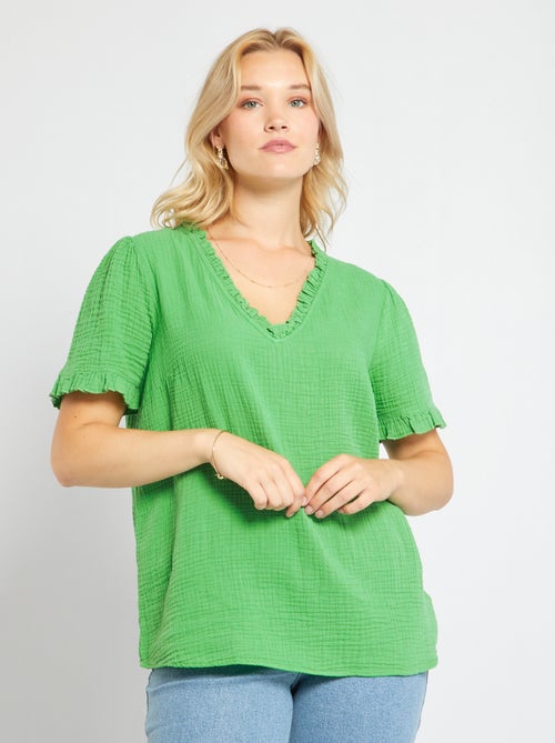 Blusa em gaze de algodão - Kiabi