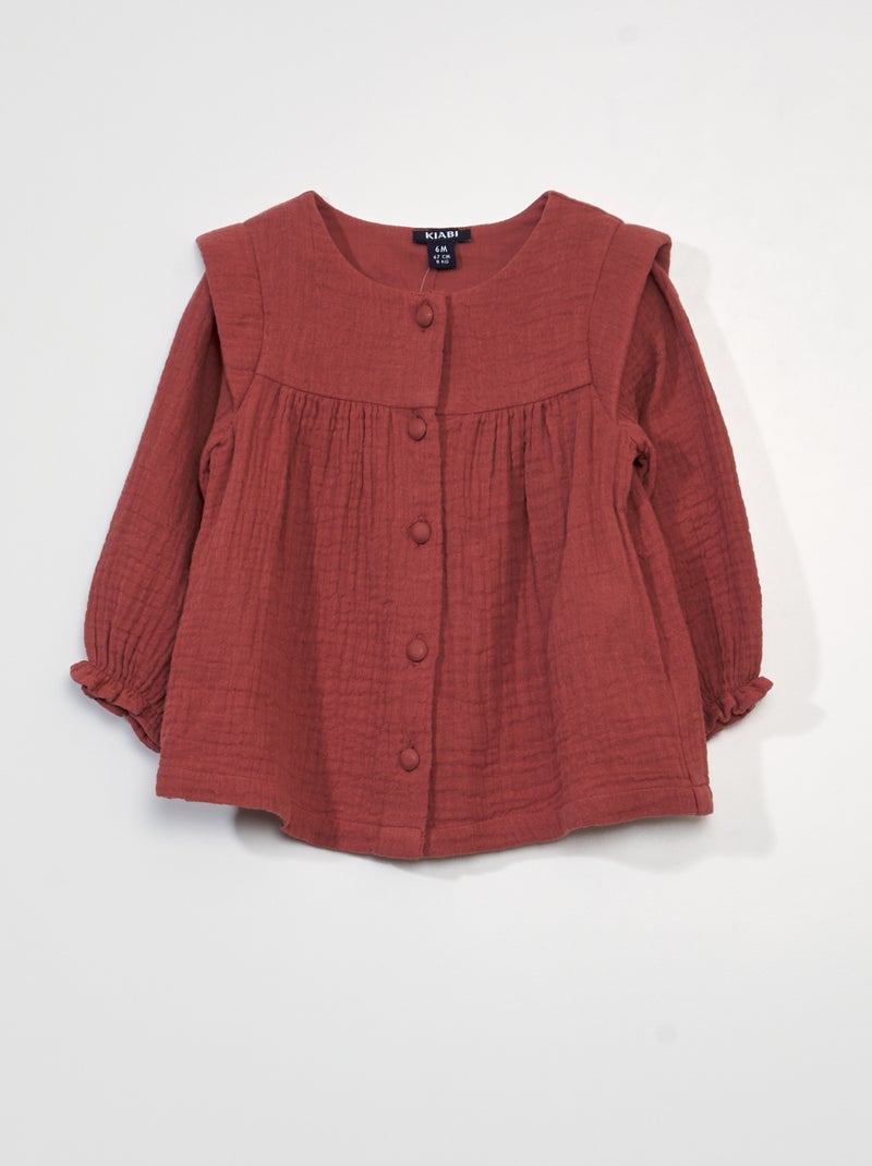 Blusa em gaze de algodão VERMELHO - Kiabi