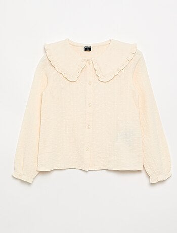 Blusa em gaze dupla com gola Claudine
