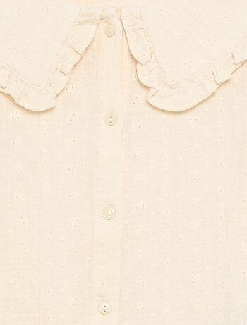 Blusa em gaze dupla com gola Claudine
