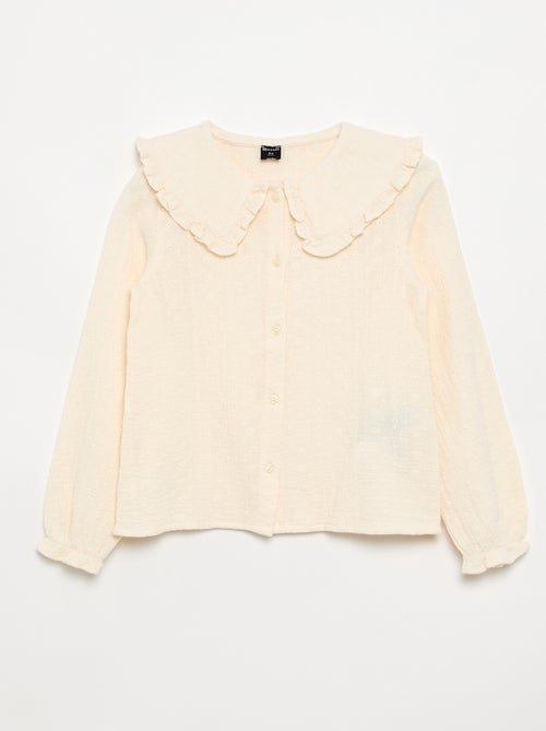 Blusa em gaze dupla com gola Claudine - Kiabi