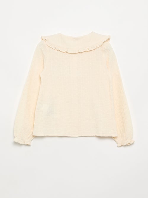 Blusa em gaze dupla com gola Claudine - Kiabi