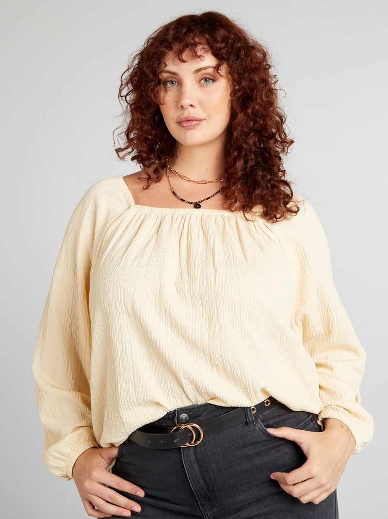 Blusa em malha crepe BRANCO - Kiabi