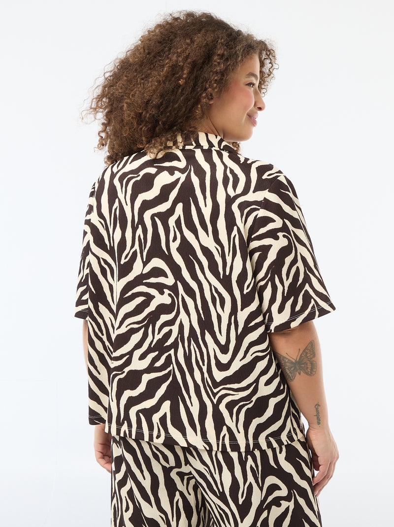 Blusa em malha crepe Castanho - Kiabi