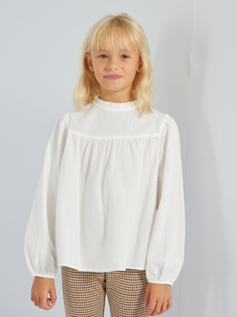 Blusa em malha gofrada Branco - Kiabi