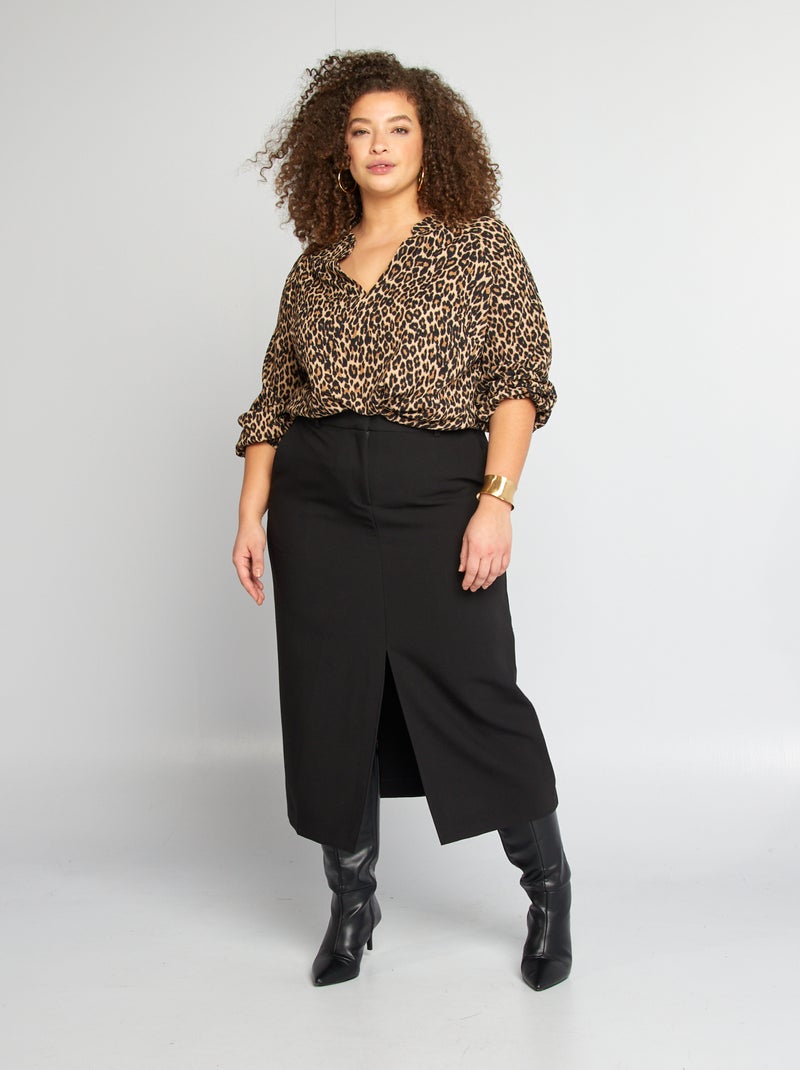 Blusa em material crepe BEGE - Kiabi