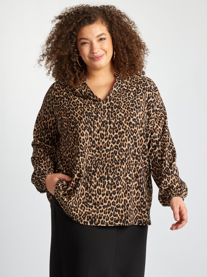 Blusa em material crepe BEGE - Kiabi