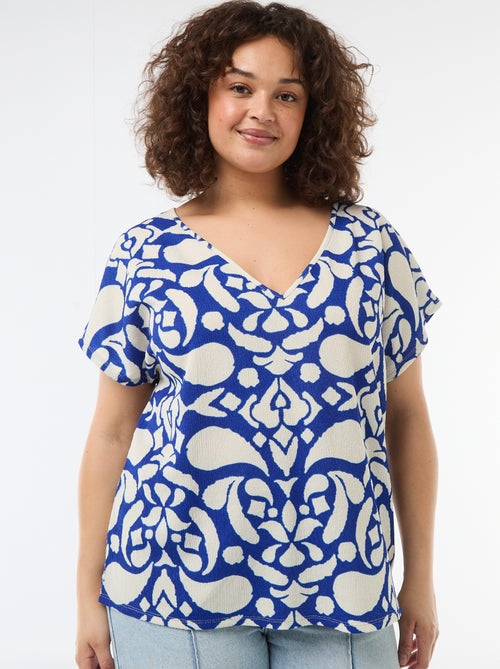Blusa em material crepe com mangas curtas - Kiabi