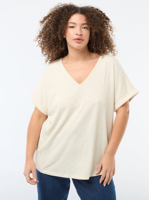 Blusa em material crepe com mangas curtas - Kiabi