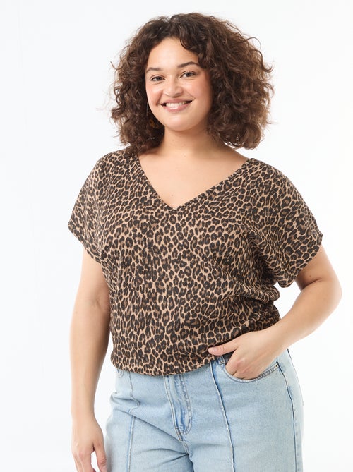 Blusa em material crepe com mangas curtas - Kiabi