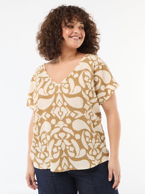 Blusa em material crepe com mangas curtas - Kiabi