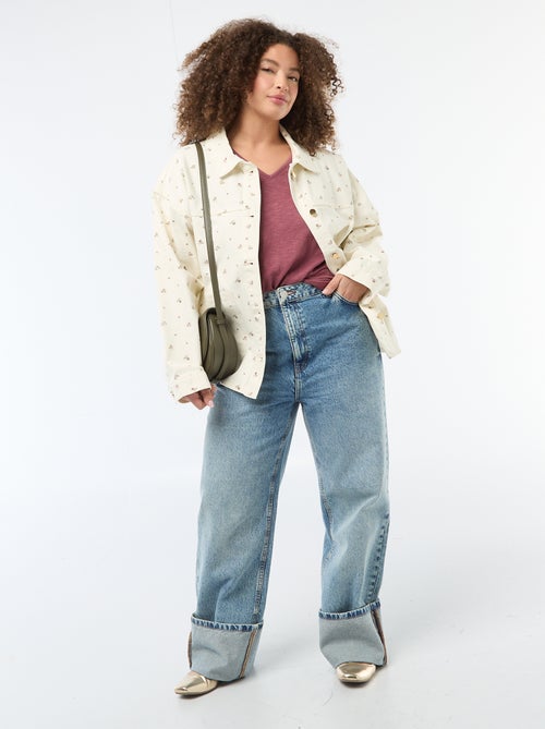 Blusa em material crepe com mangas curtas - Kiabi