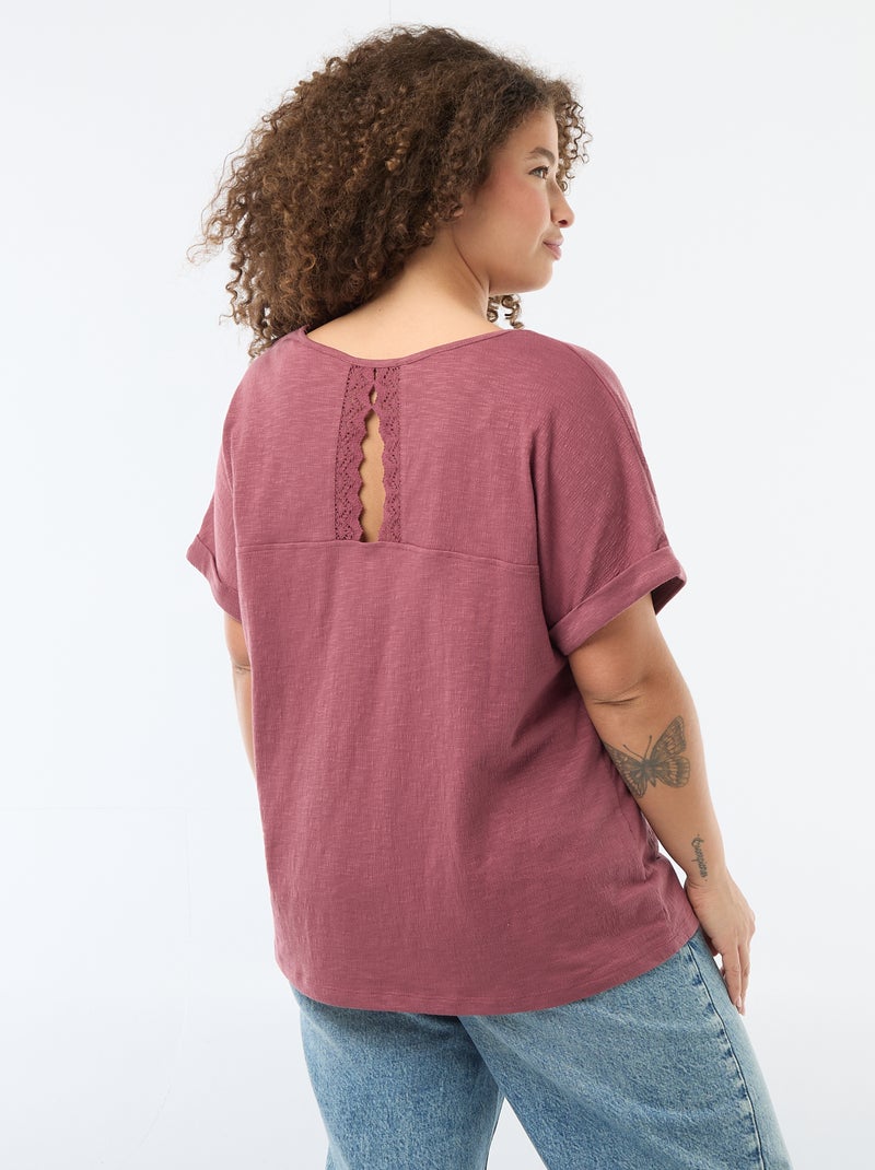 Blusa em material crepe com mangas curtas Rosa - Kiabi