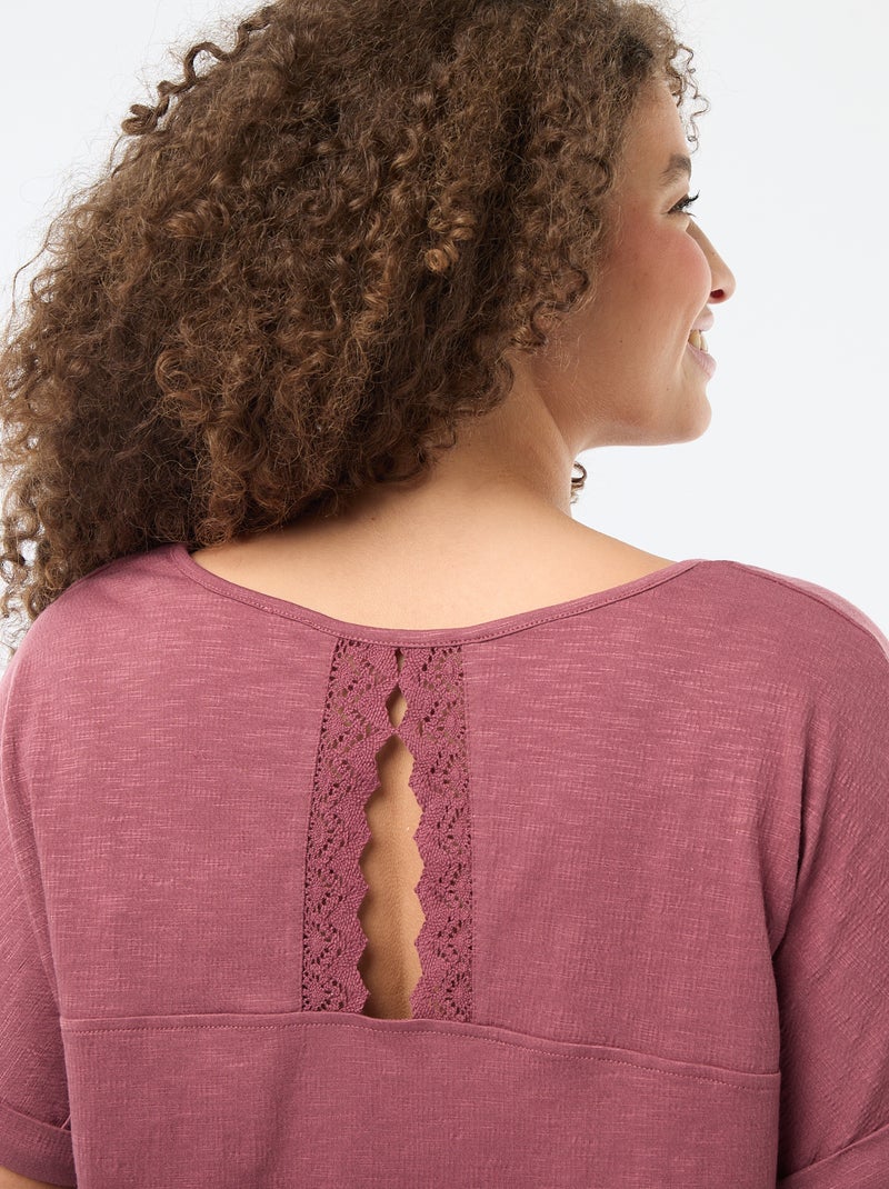Blusa em material crepe com mangas curtas Rosa - Kiabi