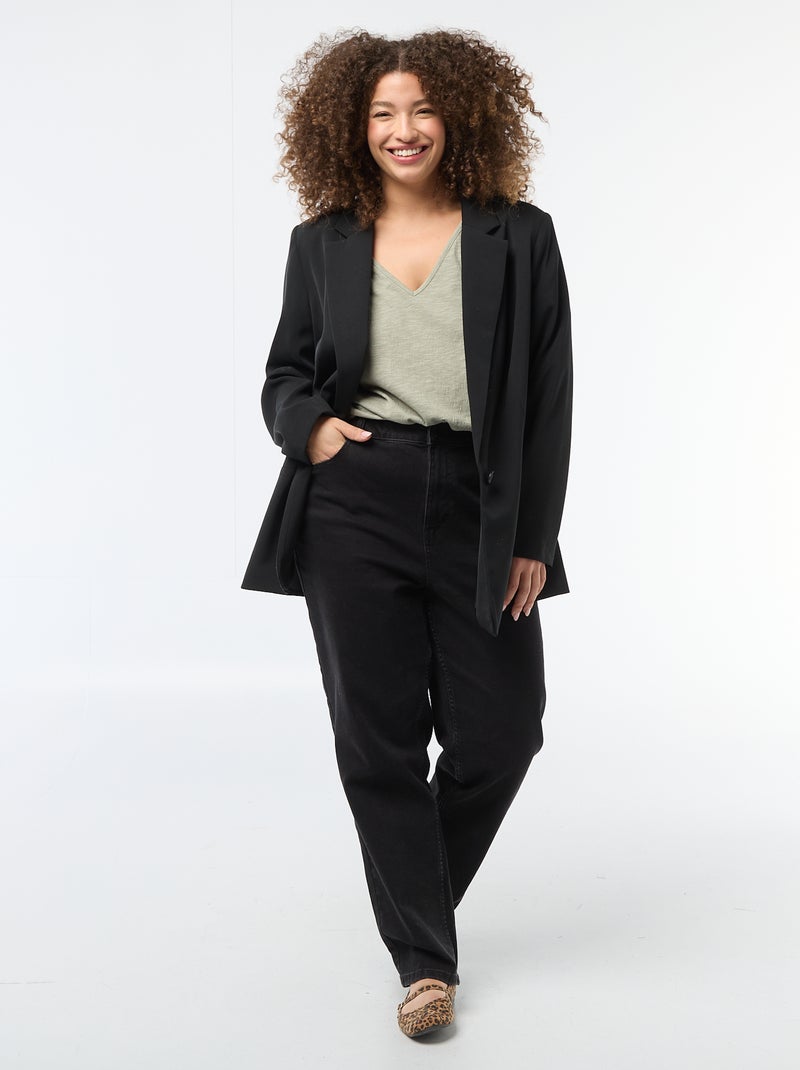 Blusa em material crepe com mangas curtas Verde - Kiabi