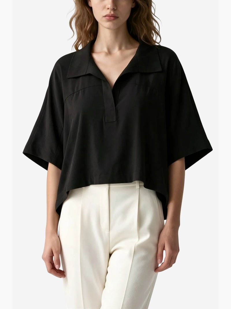 Blusa em mistura de modal busem Preto - Kiabi