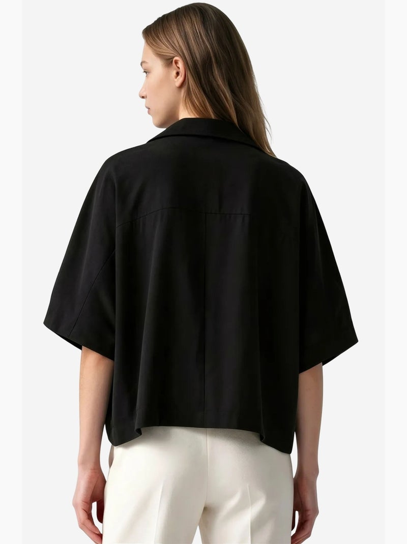 Blusa em mistura de modal busem Preto - Kiabi