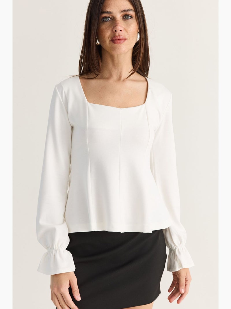 Blusa em mistura de modal lucci Branco - Kiabi