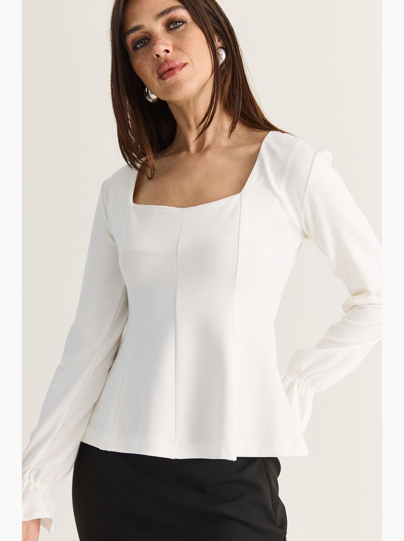 Blusa em mistura de modal lucci Branco - Kiabi
