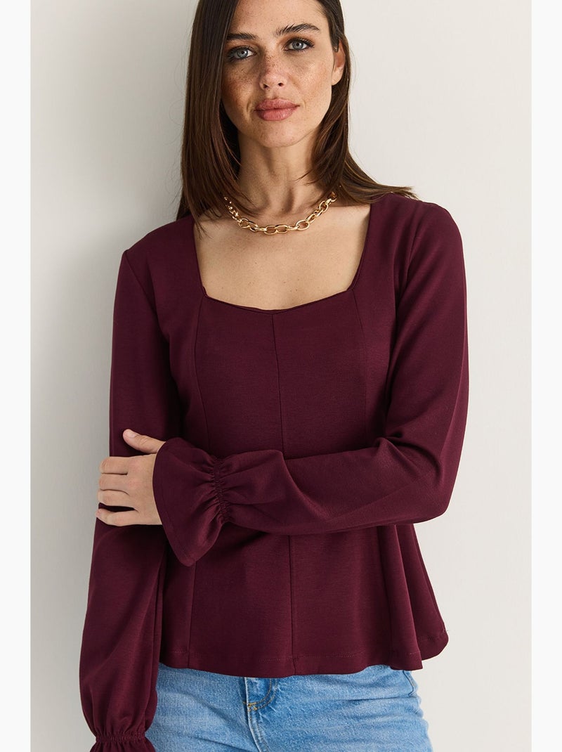 Blusa em mistura de modal lucci Vermelho bordô - Kiabi