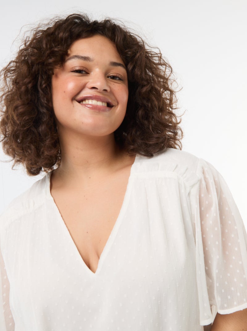 Blusa em plumetis Branco - Kiabi