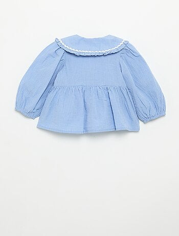 Blusa em popeline com gola Claudine