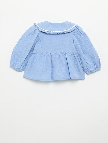 Blusa em popeline com gola Claudine