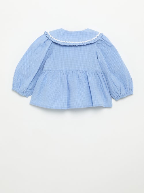 Blusa em popeline com gola Claudine - Kiabi