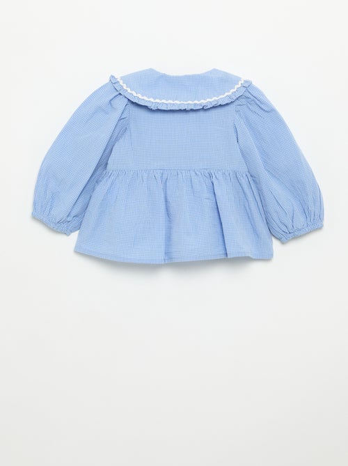 Blusa em popeline com gola Claudine - Kiabi