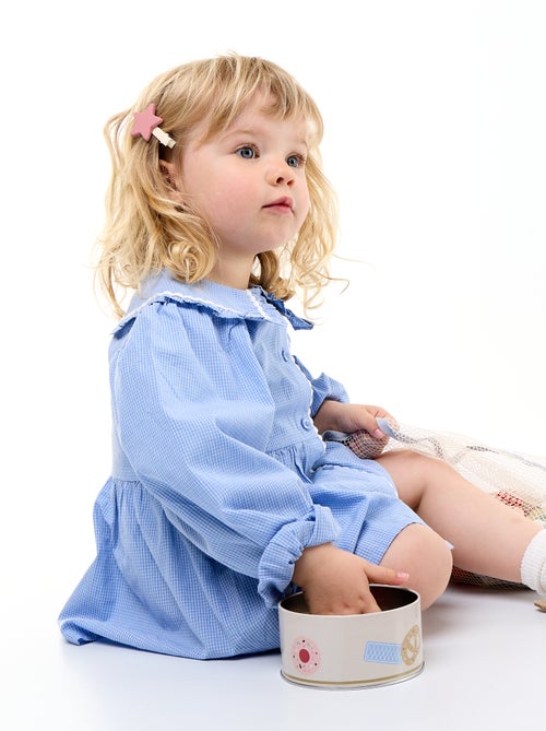 Blusa em popeline com gola Claudine - Kiabi