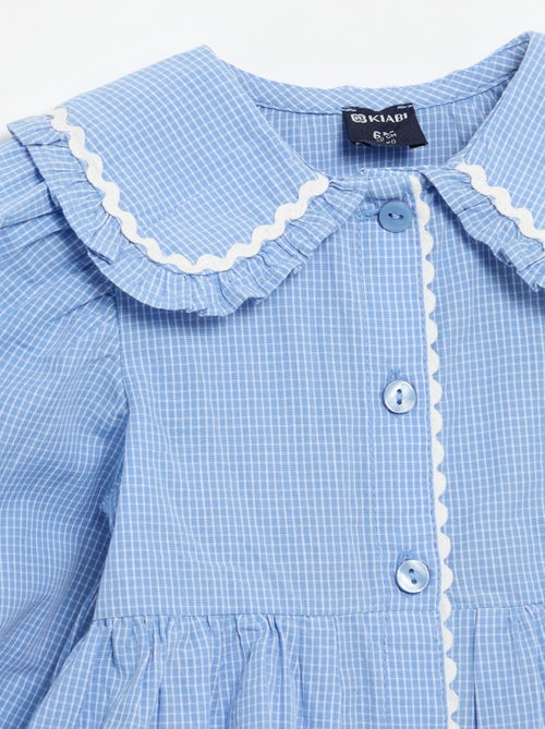 Blusa em popeline com gola Claudine - Kiabi