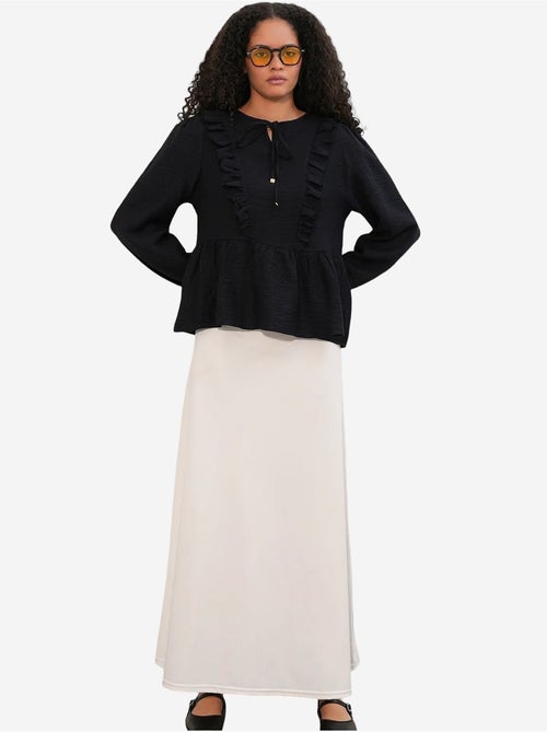 Blusa em tecido com folhos e fecho de amarração bdart - Kiabi