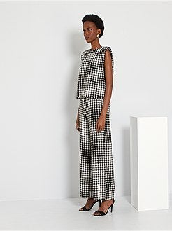 Blusa em tweed 'pied-de-poule' - Kiabi