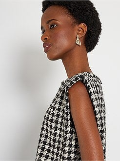 Blusa em tweed 'pied-de-poule' - Kiabi