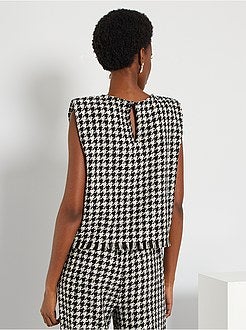 Blusa em tweed 'pied-de-poule' - Kiabi