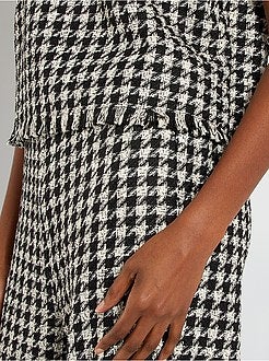 Blusa em tweed 'pied-de-poule' - Kiabi